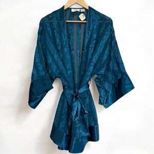 Victoria's Secret Vintage Gold Label Jacquard Satin Short Robe Size O/S Nos NWT